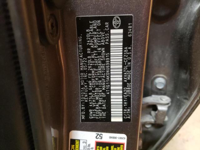 Photo 11 VIN: 4T1G11AK0NU698915 - TOYOTA CAMRY SE 