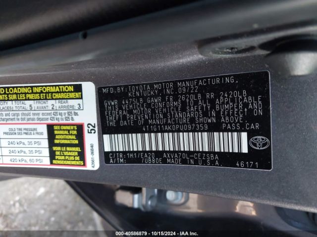 Photo 8 VIN: 4T1G11AK0PU097359 - TOYOTA CAMRY 