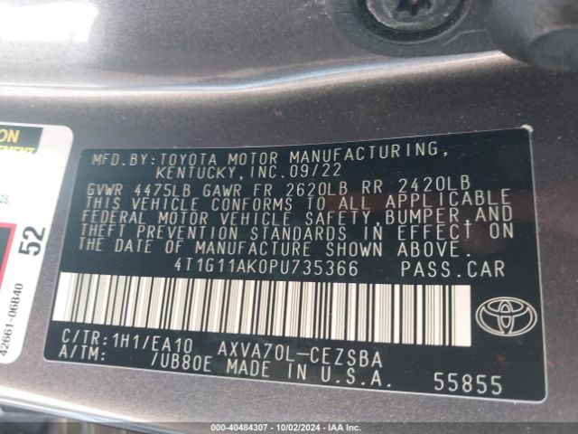 Photo 8 VIN: 4T1G11AK0PU735366 - TOYOTA CAMRY 