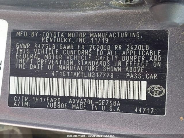 Photo 8 VIN: 4T1G11AK1LU317778 - TOYOTA CAMRY 