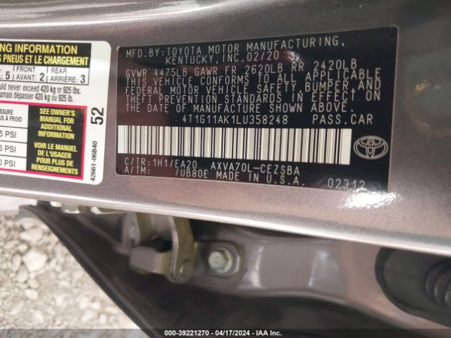 Photo 8 VIN: 4T1G11AK1LU358248 - TOYOTA CAMRY 