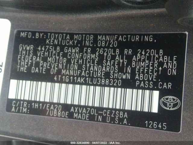 Photo 8 VIN: 4T1G11AK1LU388320 - TOYOTA CAMRY 