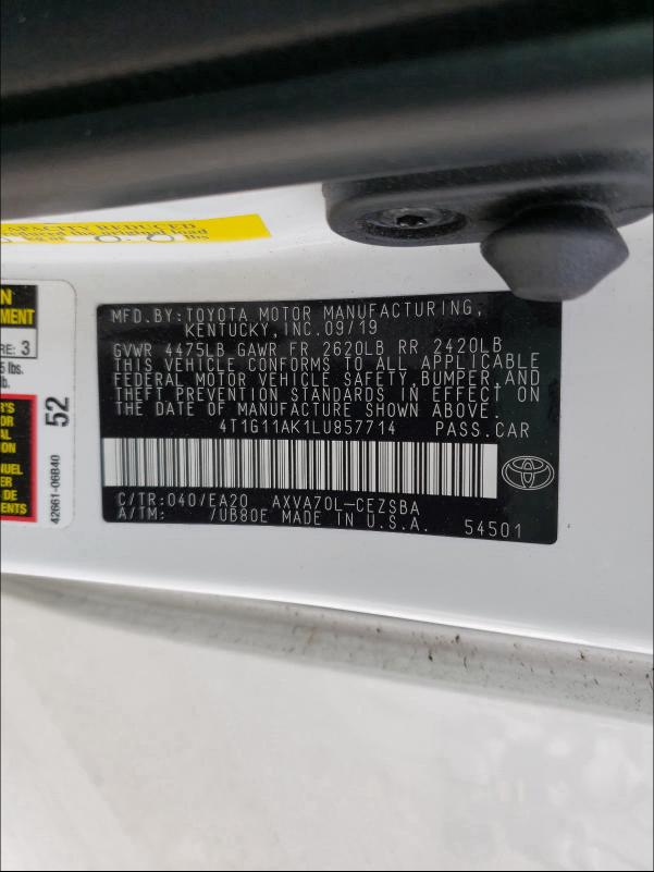 Photo 9 VIN: 4T1G11AK1LU857714 - TOYOTA CAMRY SE 