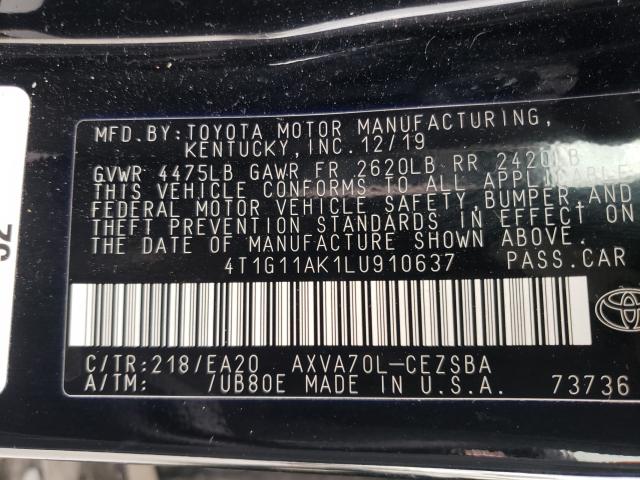 Photo 9 VIN: 4T1G11AK1LU910637 - TOYOTA CAMRY SE 