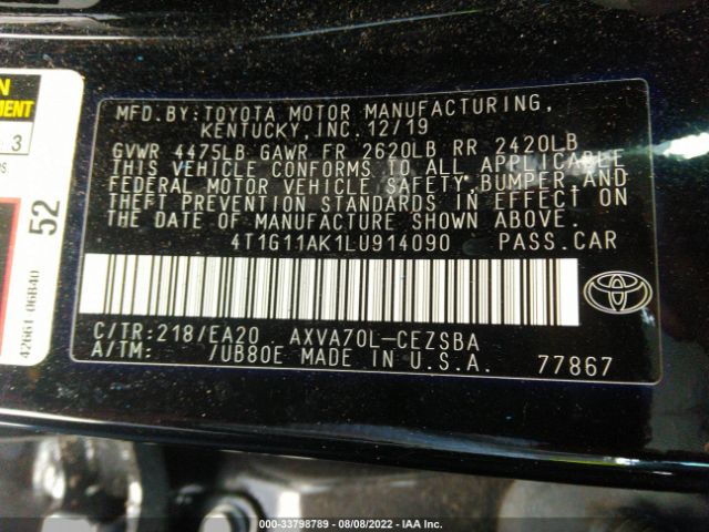 Photo 8 VIN: 4T1G11AK1LU914090 - TOYOTA CAMRY 