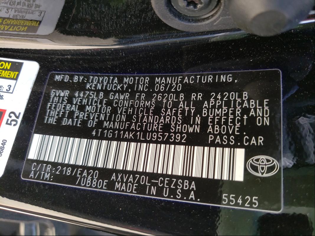 Photo 9 VIN: 4T1G11AK1LU957392 - TOYOTA CAMRY SE 