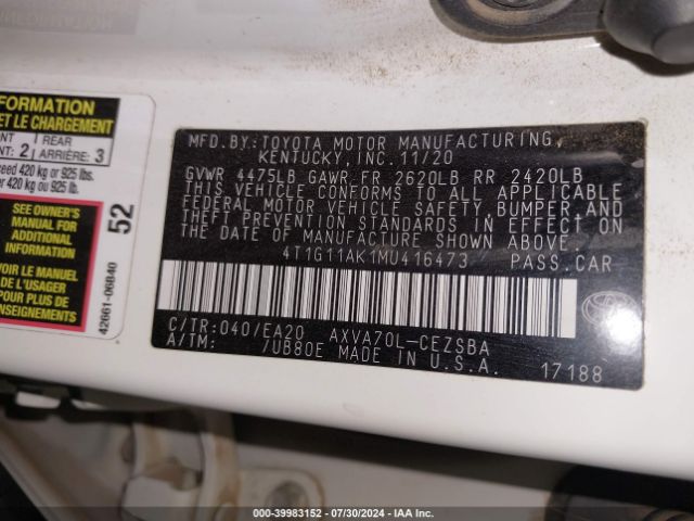 Photo 8 VIN: 4T1G11AK1MU416473 - TOYOTA CAMRY 