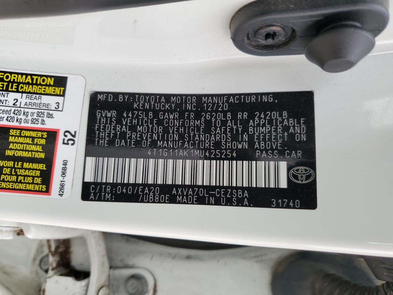 Photo 11 VIN: 4T1G11AK1MU425254 - TOYOTA CAMRY 