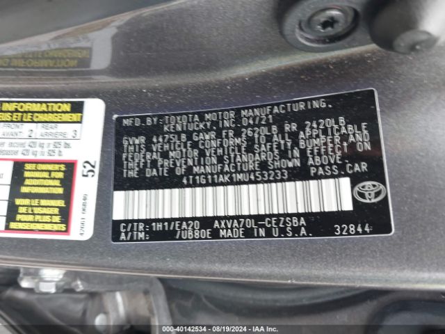 Photo 8 VIN: 4T1G11AK1MU453233 - TOYOTA CAMRY 