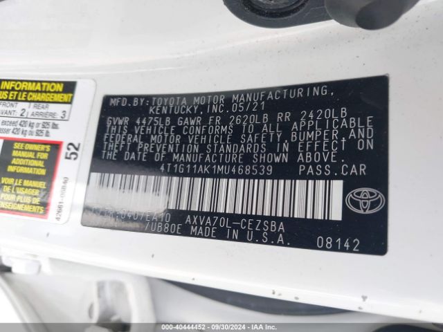 Photo 8 VIN: 4T1G11AK1MU468539 - TOYOTA CAMRY 