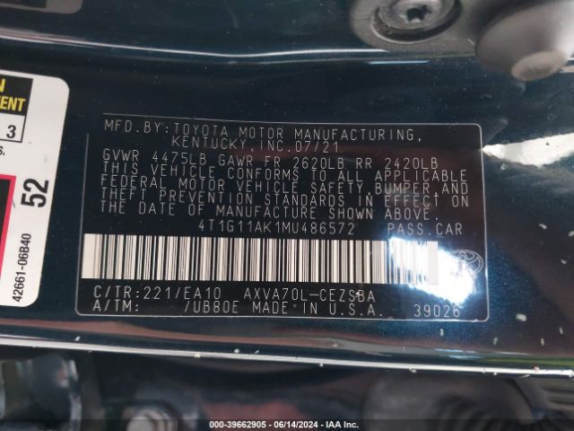 Photo 8 VIN: 4T1G11AK1MU486572 - TOYOTA CAMRY 