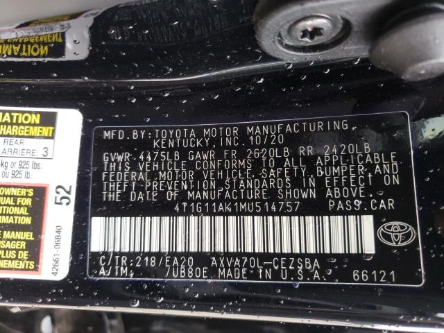 Photo 9 VIN: 4T1G11AK1MU514757 - TOYOTA CAMRY SE 