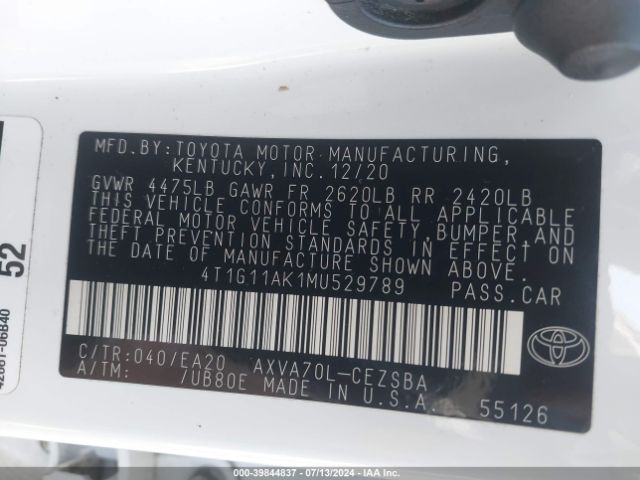 Photo 8 VIN: 4T1G11AK1MU529789 - TOYOTA CAMRY 