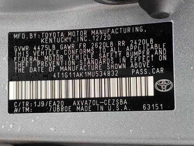 Photo 11 VIN: 4T1G11AK1MU534832 - TOYOTA CAMRY SE 