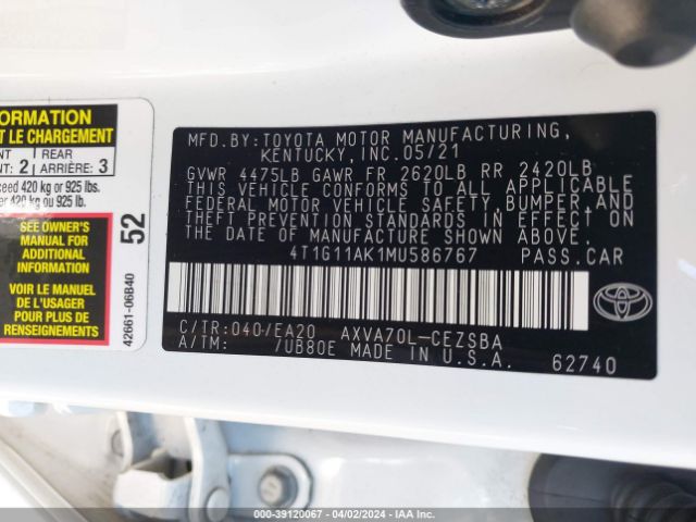 Photo 8 VIN: 4T1G11AK1MU586767 - TOYOTA CAMRY 