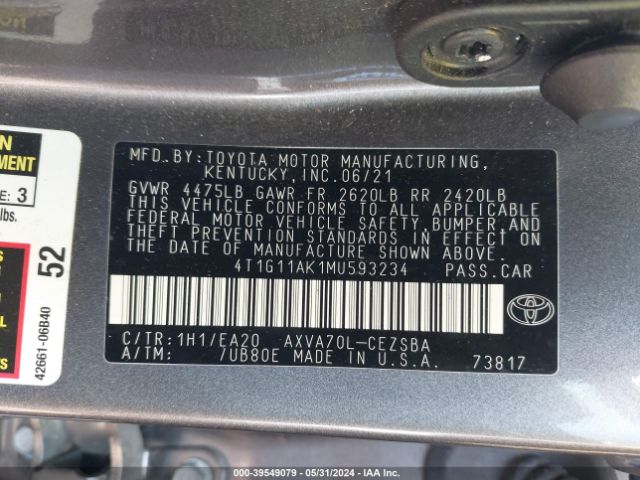 Photo 8 VIN: 4T1G11AK1MU593234 - TOYOTA CAMRY 