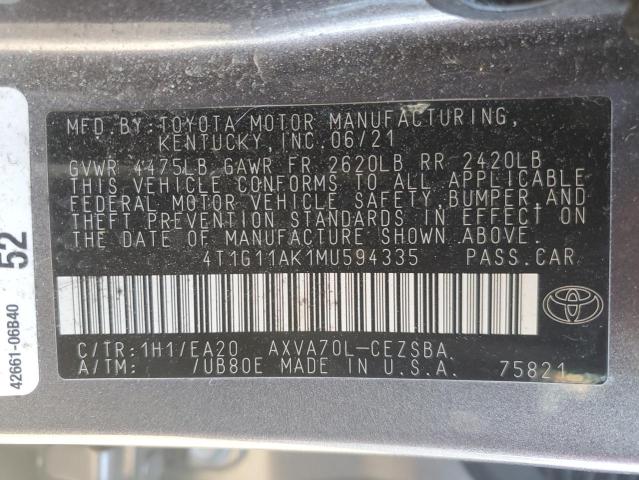 Photo 11 VIN: 4T1G11AK1MU594335 - TOYOTA CAMRY 