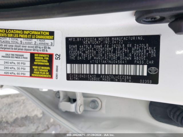 Photo 8 VIN: 4T1G11AK1NU045641 - TOYOTA CAMRY 