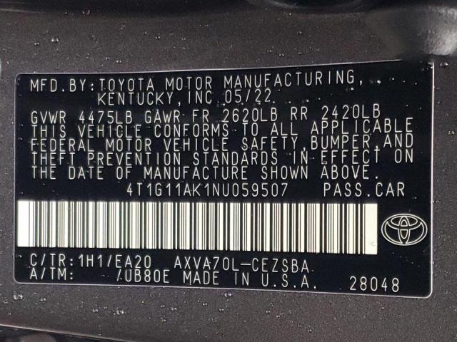 Photo 11 VIN: 4T1G11AK1NU059507 - TOYOTA CAMRY SE 