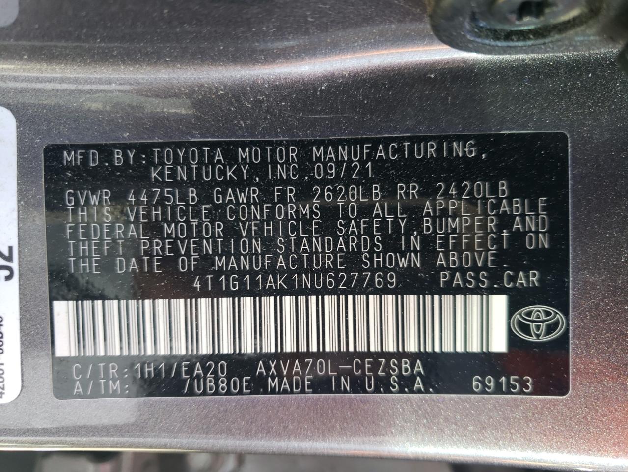 Photo 12 VIN: 4T1G11AK1NU627769 - TOYOTA CAMRY 