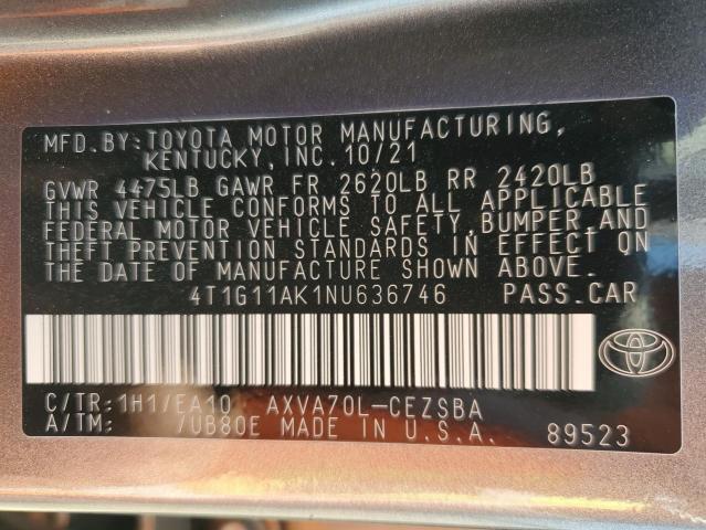 Photo 12 VIN: 4T1G11AK1NU636746 - TOYOTA CAMRY SE 