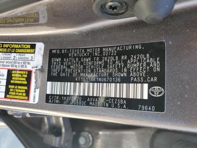 Photo 11 VIN: 4T1G11AK1NU670136 - TOYOTA CAMRY 