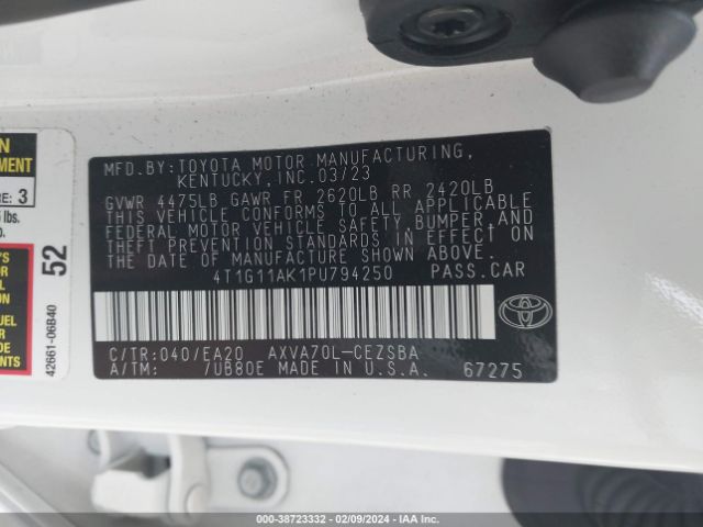 Photo 8 VIN: 4T1G11AK1PU794250 - TOYOTA CAMRY 