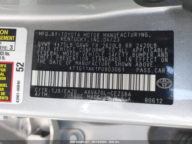 Photo 8 VIN: 4T1G11AK1PU803061 - TOYOTA CAMRY 