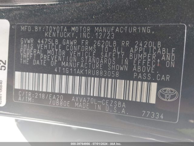 Photo 8 VIN: 4T1G11AK1RU883058 - TOYOTA CAMRY 