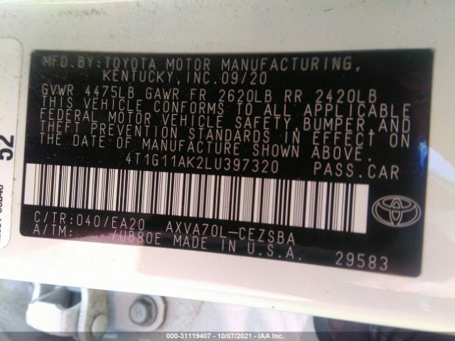 Photo 8 VIN: 4T1G11AK2LU397320 - TOYOTA CAMRY 