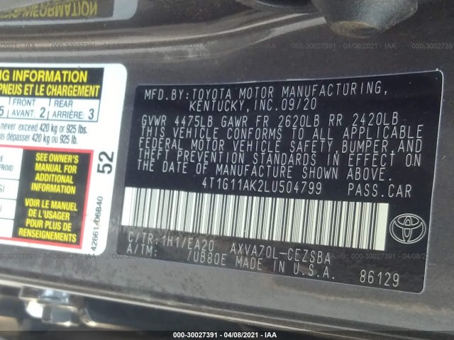 Photo 8 VIN: 4T1G11AK2LU504799 - TOYOTA CAMRY 