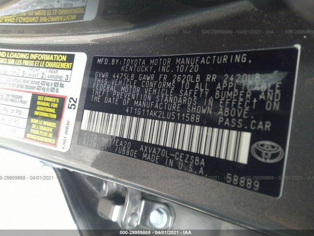 Photo 8 VIN: 4T1G11AK2LU511588 - TOYOTA CAMRY 