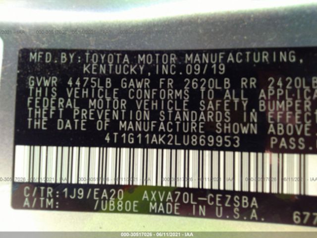 Photo 8 VIN: 4T1G11AK2LU869953 - TOYOTA CAMRY 