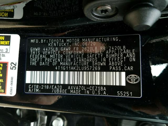 Photo 9 VIN: 4T1G11AK2LU957269 - TOYOTA CAMRY SE 