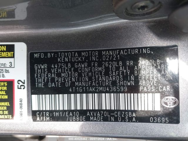 Photo 8 VIN: 4T1G11AK2MU436599 - TOYOTA CAMRY 