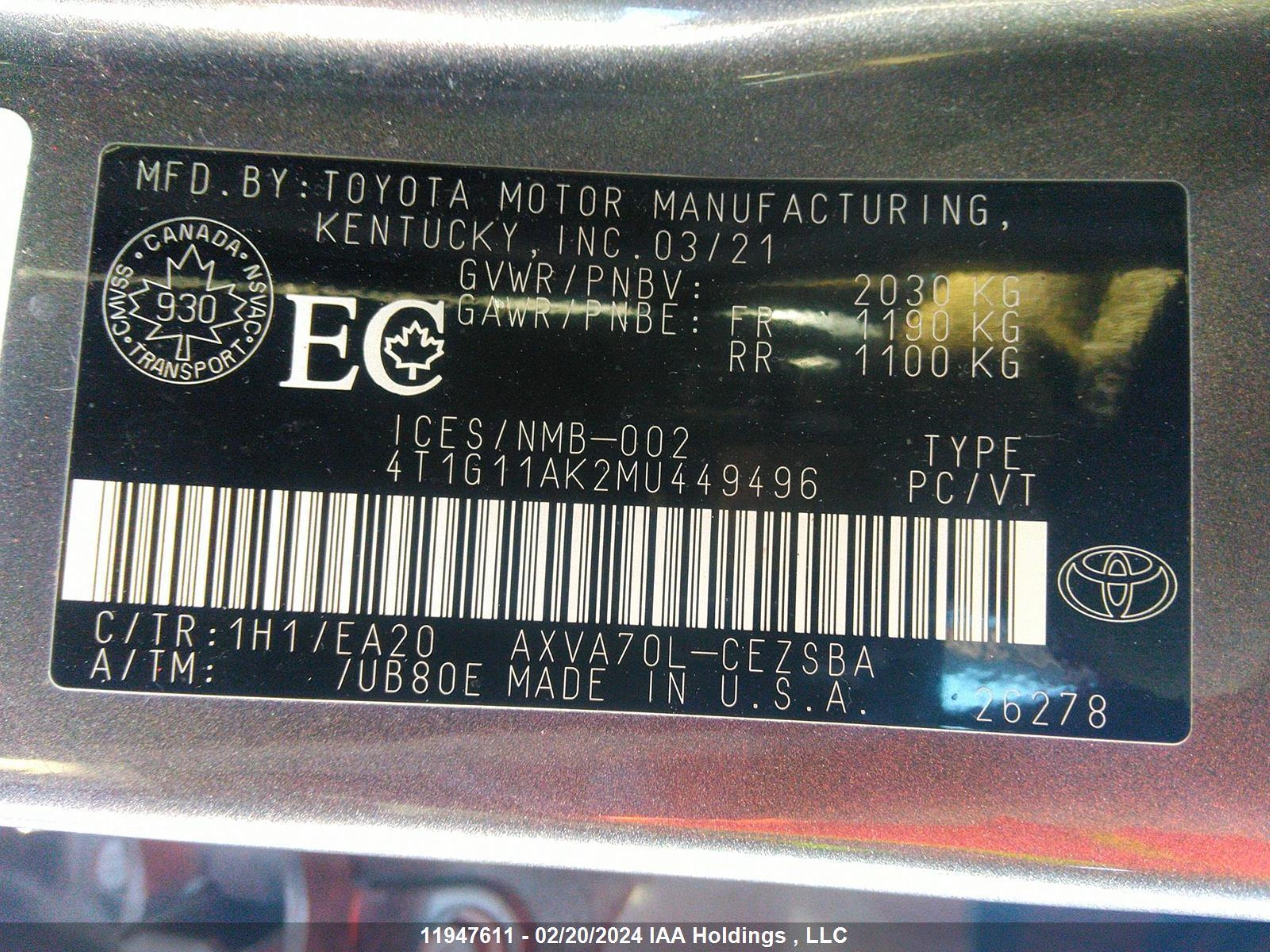 Photo 8 VIN: 4T1G11AK2MU449496 - TOYOTA CAMRY 