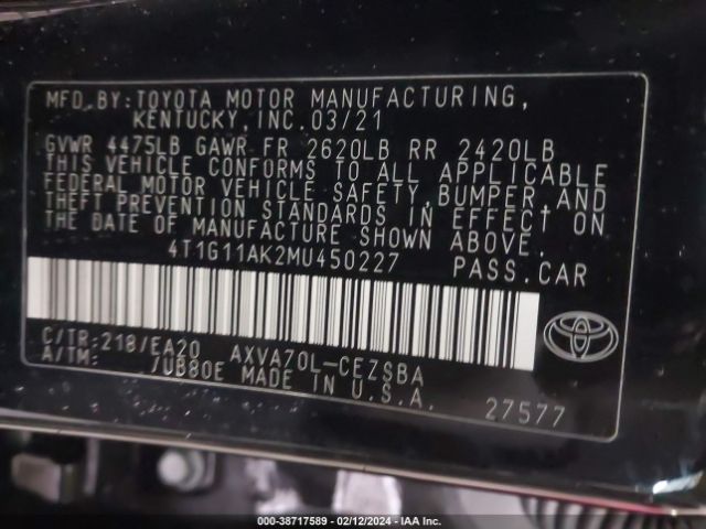 Photo 8 VIN: 4T1G11AK2MU450227 - TOYOTA CAMRY 