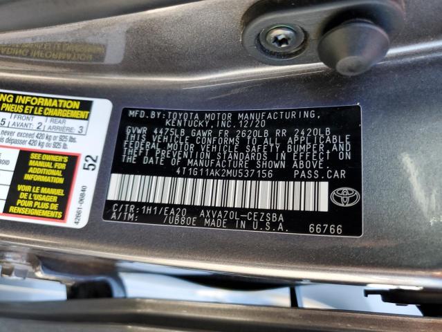 Photo 11 VIN: 4T1G11AK2MU537156 - TOYOTA CAMRY SE 