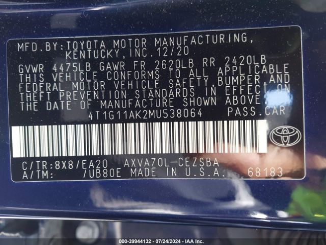 Photo 8 VIN: 4T1G11AK2MU538064 - TOYOTA CAMRY 