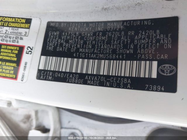 Photo 8 VIN: 4T1G11AK2MU568441 - TOYOTA CAMRY 