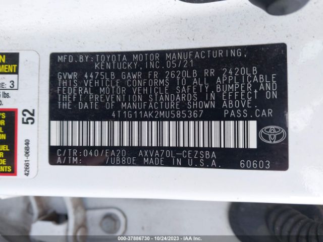 Photo 8 VIN: 4T1G11AK2MU585367 - TOYOTA CAMRY 