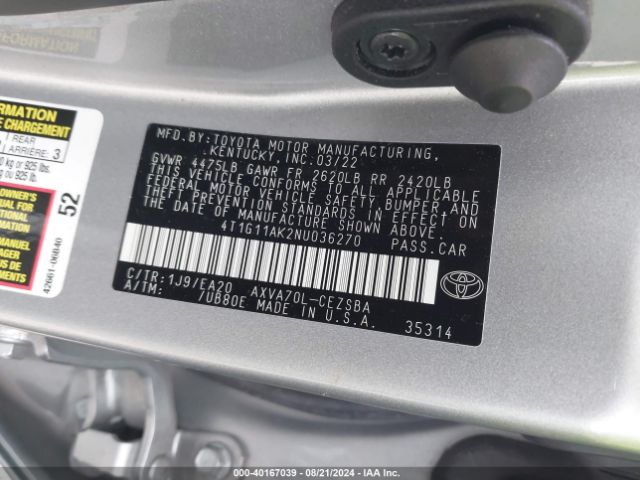 Photo 8 VIN: 4T1G11AK2NU036270 - TOYOTA CAMRY 