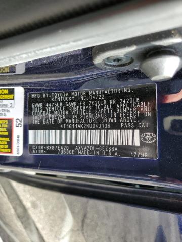 Photo 11 VIN: 4T1G11AK2NU043106 - TOYOTA CAMRY SE 