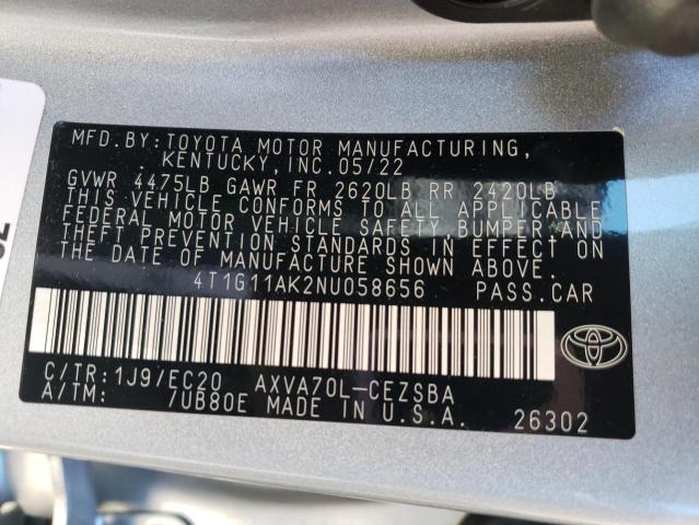 Photo 12 VIN: 4T1G11AK2NU058656 - TOYOTA CAMRY SE 