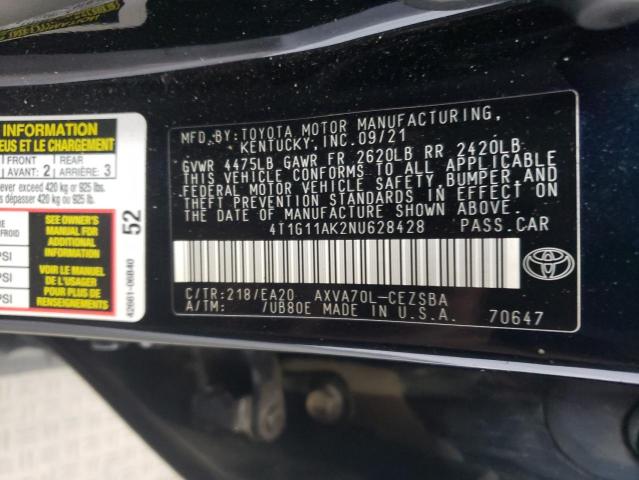 Photo 11 VIN: 4T1G11AK2NU628428 - TOYOTA CAMRY SE 