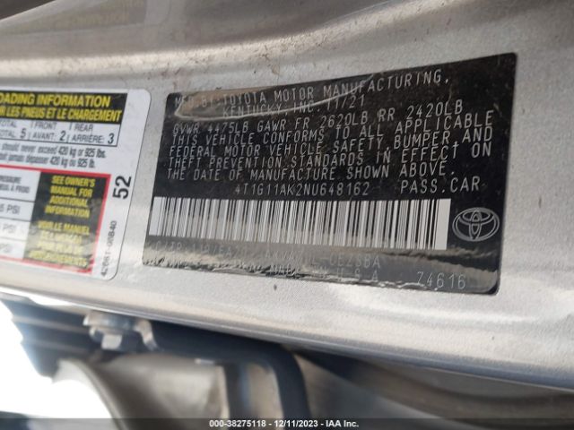 Photo 8 VIN: 4T1G11AK2NU648162 - TOYOTA CAMRY 