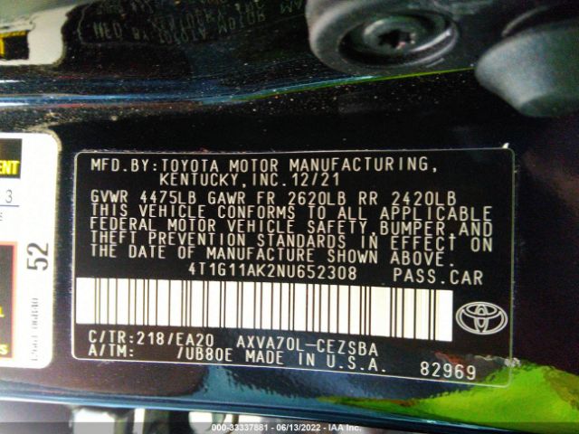 Photo 8 VIN: 4T1G11AK2NU652308 - TOYOTA CAMRY 