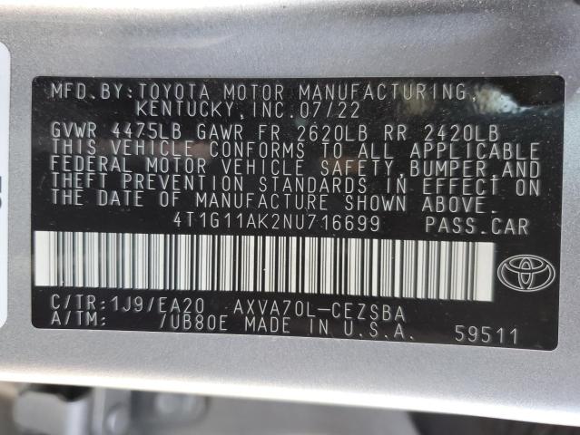 Photo 11 VIN: 4T1G11AK2NU716699 - TOYOTA CAMRY 