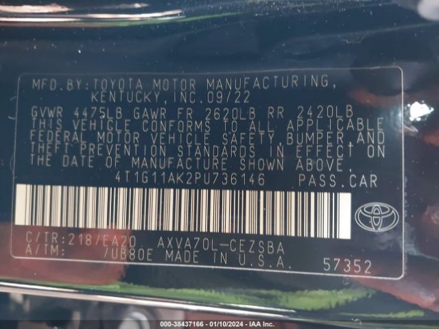 Photo 8 VIN: 4T1G11AK2PU736146 - TOYOTA CAMRY 