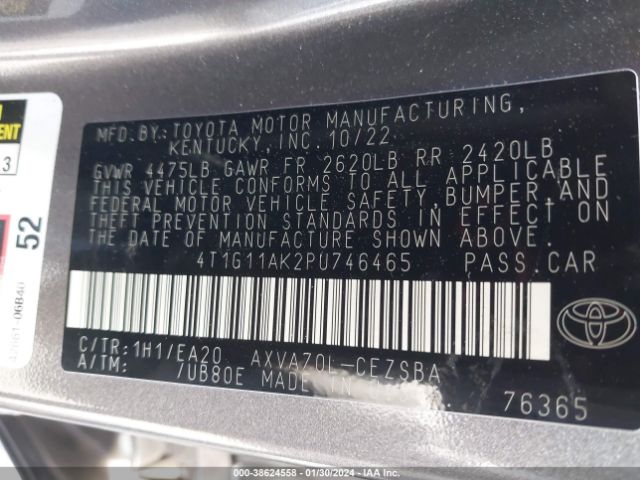 Photo 8 VIN: 4T1G11AK2PU746465 - TOYOTA CAMRY 